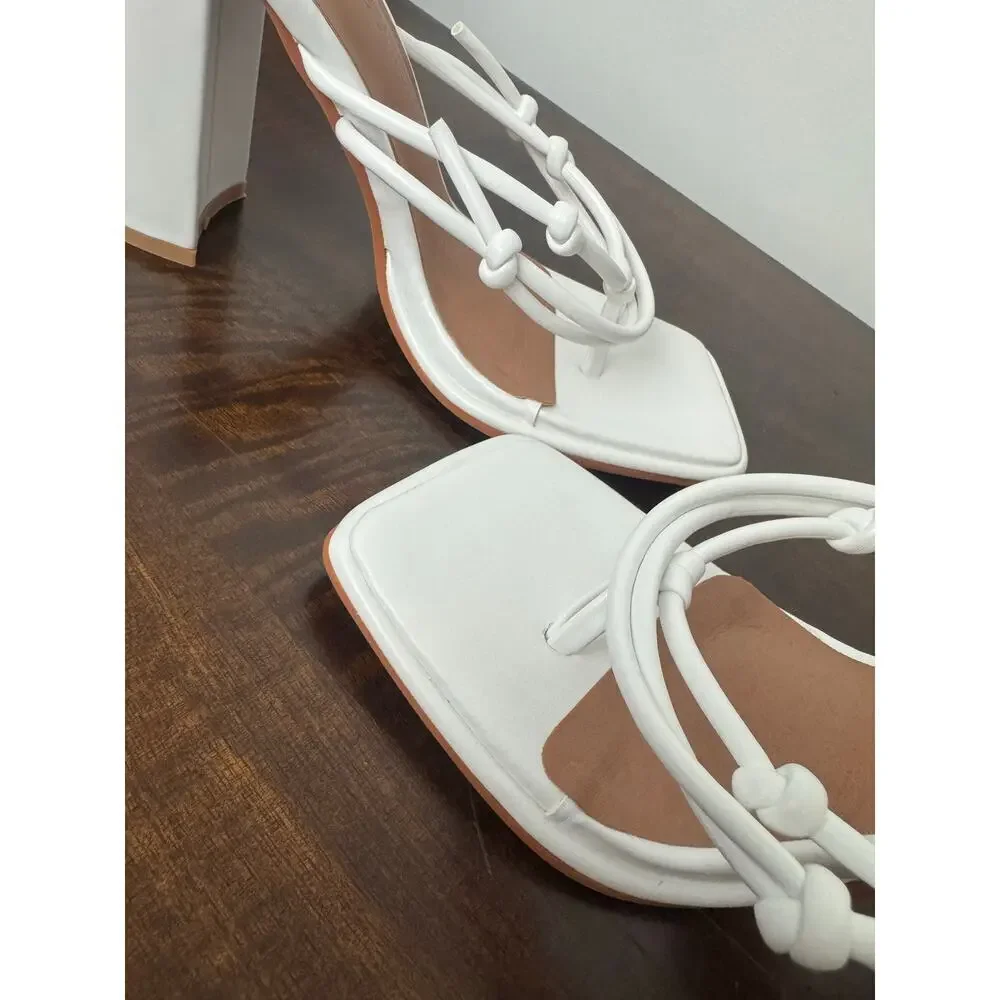 Strappy Block Heel Sandals, White, Size 7 - Gabrielle Union x FTF
